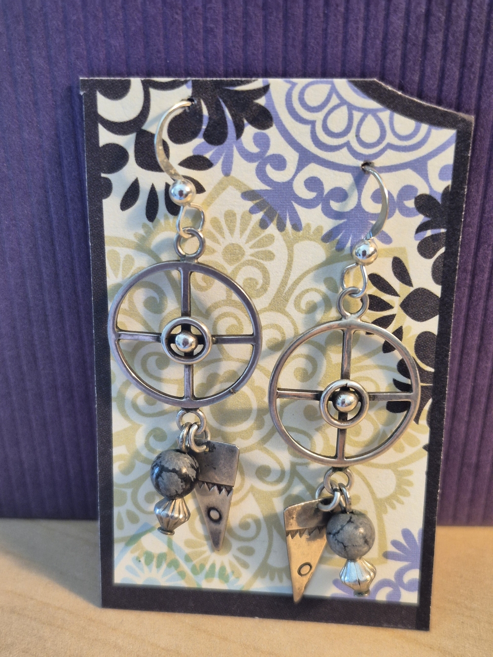 Silver Navajo Medicine Wheel Earrings